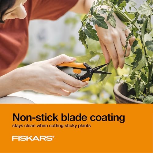 Fiskars 6" Non-Stick Pruning Snips, Resin-Resistant Garden Scissors