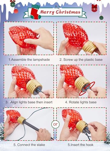 Strawberry Jumbo C9 Christmas Lights Outdoor - 2 Pack Total 17FT