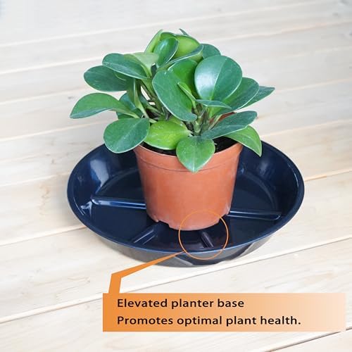 Plant Saucer Pot Tray 14 inch, 4 Packs Flower Planter Saucers and Drip Trays, Heavy Duty Round Plastic Flower Plant Dish Pant Plate to Catch Water for Indoor & Outdoor, Black