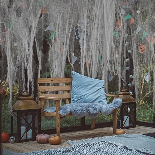 600''x36''Large Halloween Creepy Cloth, Spooky Gauze Party Decoration,Grey