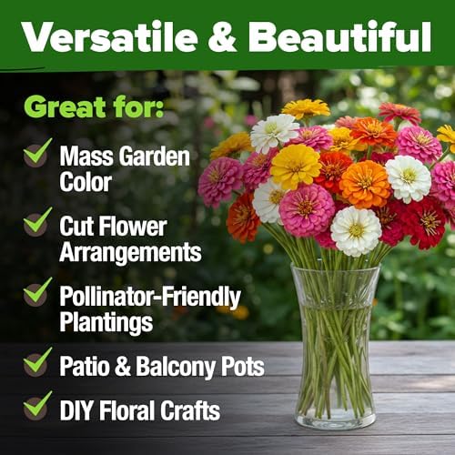 HOME GROWN Zinnia Seeds, Pumila Mix, 4,300 Seeds, Zinnia elegans