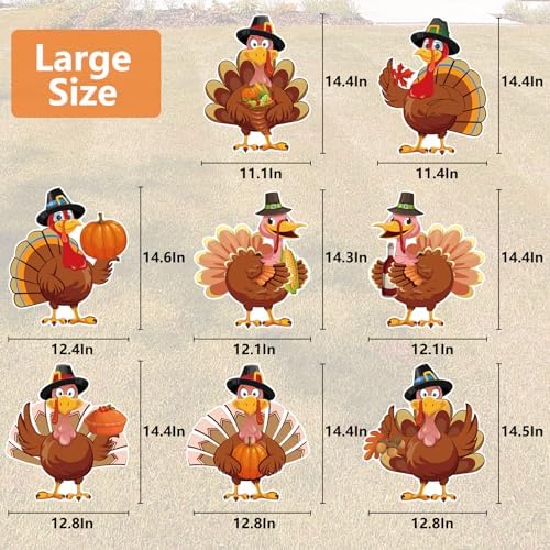 Thanksgiving Plastic Turkey Yard Signs 8pc with Stakes