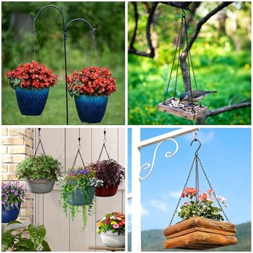 3 Pack 23 Inch Plant Hanger Chains with Hooks - Replacement Hanging Basket Chains for Flower Pots, Planters, Bird Feeders & Lanterns, Indoor/Outdoor Use (Black)
