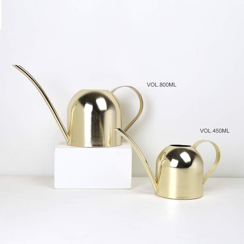 Stainless Steel Water Can for Indoor Plants and Garden (Gold 30 oz) | Stainless steel, long spout, houseplants