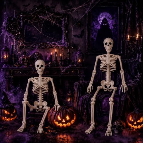 Abakuku 36" Halloween Skeleton Decorations,Human Bones for Halloween Party with Movable Joints,for Haunted Houses, Front Lawn, Graveyard Props