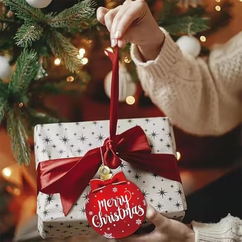 12Pcs Red and White Christmas Tree Decorations with Flat Ball Designs