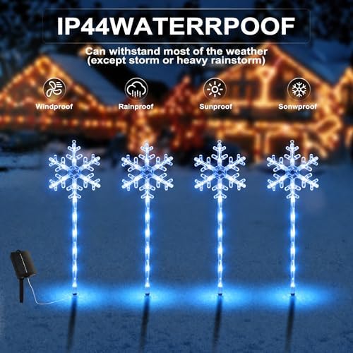 8 Pack Snowflake Solar Christmas Pathway Lights, Outdoor Decor