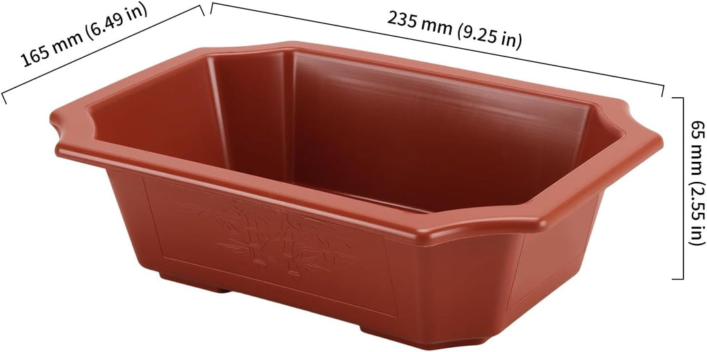 HOIGON 30 PCS 9 x 6.5 Inch Plastic Rectangular Bonsai Training Pots, Red Plastic Planter Pot with Drainage Hole