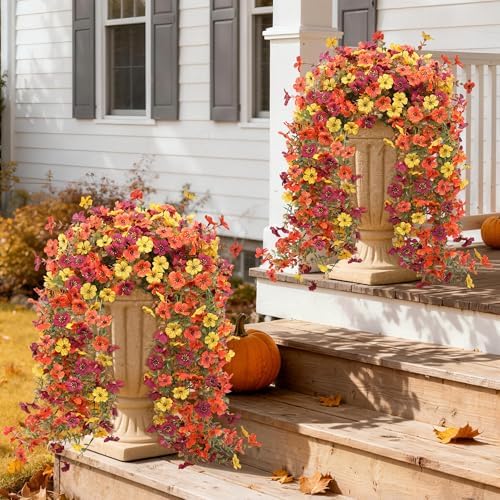 Hommyea Artificial Fake Fall Flowers Plants for Outdoors Mums Home Decor