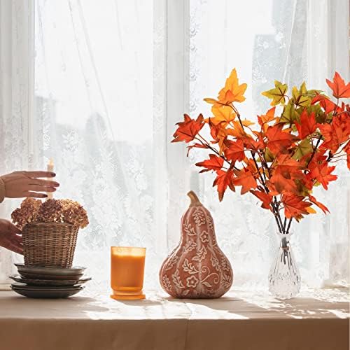 SATINIOR 16 Pcs Fall Maple Leaves Branch Faux Autumn Leaves Stem for Vase