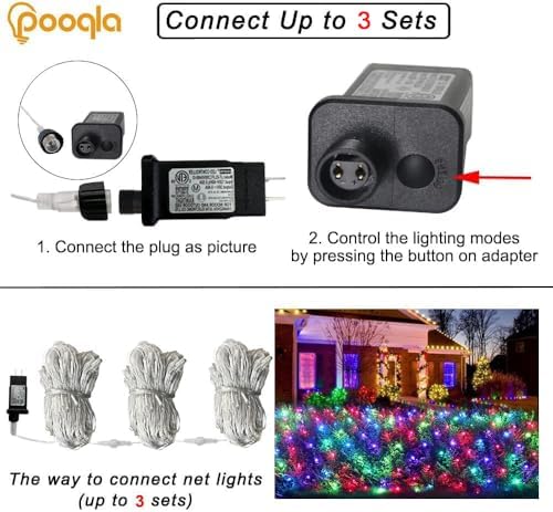 Pooqla RGB Christmas Net Lights Outdoor Mesh Lights 14.8x4.9 ft Clear Wire