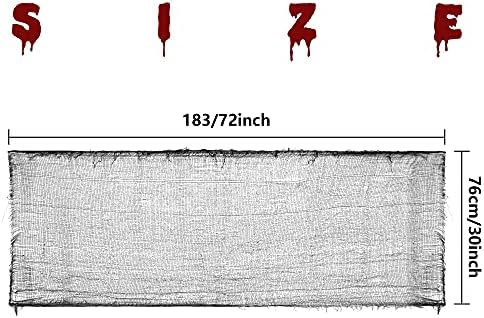 Alpurple 6 PCS Halloween Creepy Cloth, 30 x 72 Inch Black Scary Spooky Fabric Cloth, Freaky Loose Weave Creepy Gauze for Halloween Party Decoration