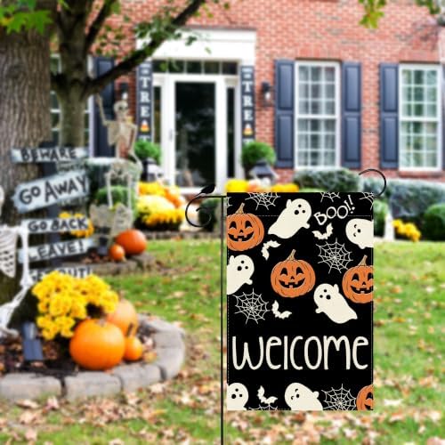 Ghosts Pumpkins Halloween Garden Flag Double Sided Yard Decor 12x18In