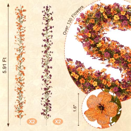 Ammyoo Fall Artificial Flowers Garland Fake Mums Vine for Home Decoration
