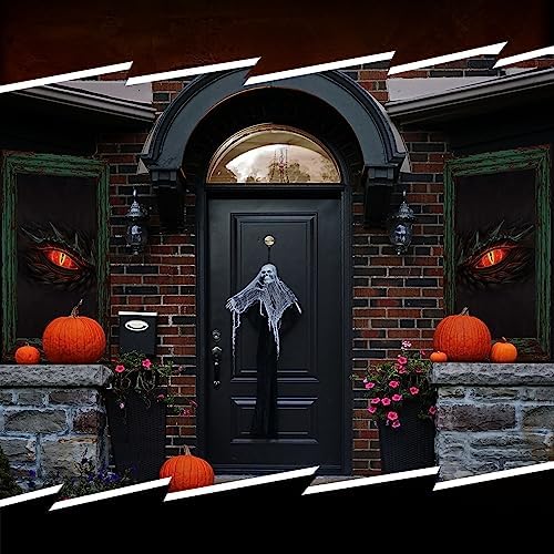 Irenare 2 Pcs Halloween Eyes for Windows, Curtain Panels Black Window Treatment Scary Eye Halloween Window Posters Silhouette for Bedroom Living Room, 34.49 x 60.24 Inches(Dragon)