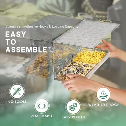 SUNALLY Window Bird Feeder for Outdoors, Clear Bird Feeders Window Mounted