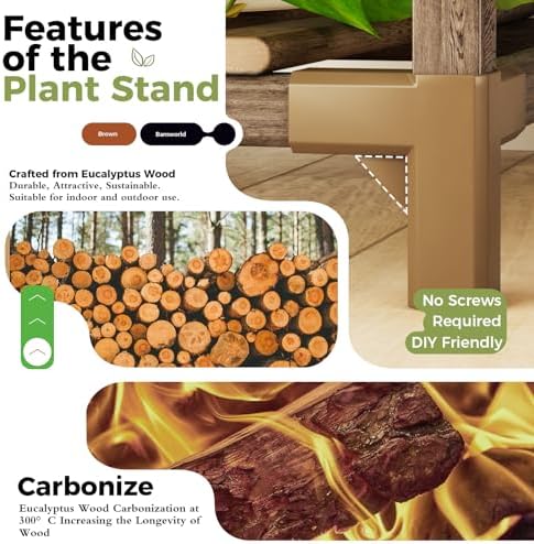 Bamworld Corner Plant Stand Indoor Outdoor Plant Shelf Small Plant Table