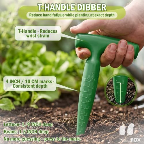 Seed Planter Tool, Seed Dibber, Seed Dispenser, Green, 4 Pcs
