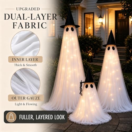 3 Packs Halloween Decorations Outdoor - Ghost Decor Halloween