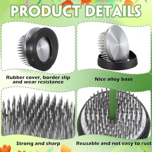 Sliner 16 Pcs Floral Frogs Round Flower Holder,Silver,1.81 Inch