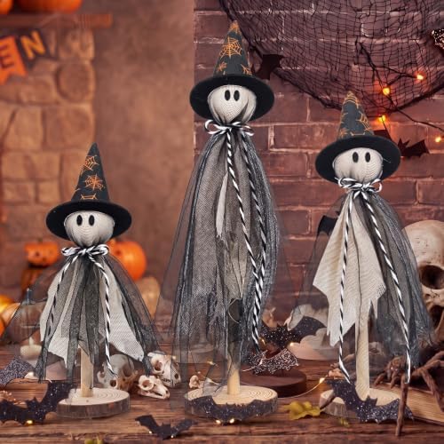 Redbaker 3 Pcs Halloween Decorations Indoor, Primitive Ghost with Witch Hat