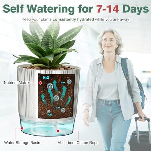 3 Pack Self Watering Pots Set, 4 Inch Self Watering Pots for Indoor Plants