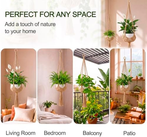 Shappy 3 Pack Boho Macrame Plant Hanger for Indoor