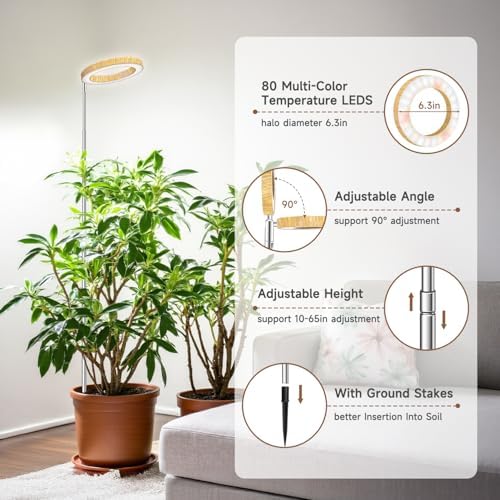 Aokrean 6.3in Grow Lights for Indoor Plants,Full Spectrum Plant Light 5V/3A