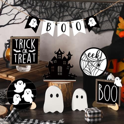 Umigy 15 Pcs Halloween Decor for Home Ghost Tiered Tray Decor Set