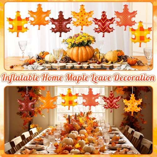 12 Pcs Fall Inflatable Leaf Classroom Decor Thanksgiving Large Maple Leaf