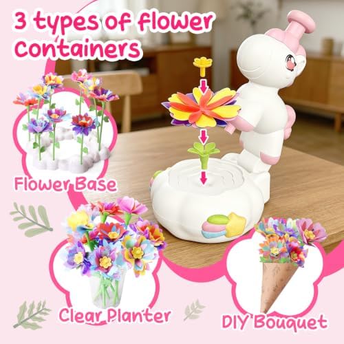 RISUNTOY Flower Craft Kits for Kids 4-8, DIY Fabric Bouquet Set