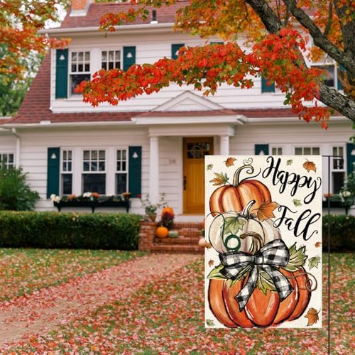 AVOIN colorlife Happy Fall Garden Flag 12x18 Inch Double Sided Outside