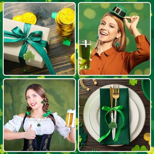 36Pcs St. Patricks Day Ornaments Mini Resin Shamrock Hanging Charms