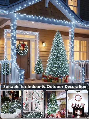 Extendable 108FT 300 LED Christmas String Lights Indoor Outdoor Cool White