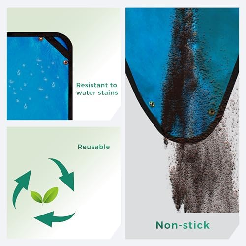 39.5"x39.5" Plant Transplanting Mat - Thickened Waterproof Potting Mat, Succulent Gardening Mat, Portable Repotting Mat for Mess Control, Indoor Outdoor Use (PVC-Blue)