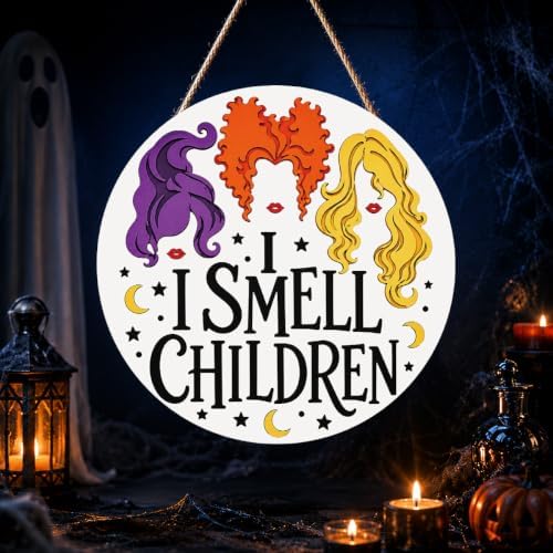 Hocus Pocus Halloween Decorations, I Smell Children Sign Witch Door Decor
