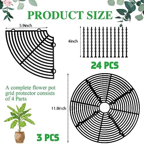 Sawysine 3 Pcs Plant Pot Grid Cover from Animals, Black, 11.8 in