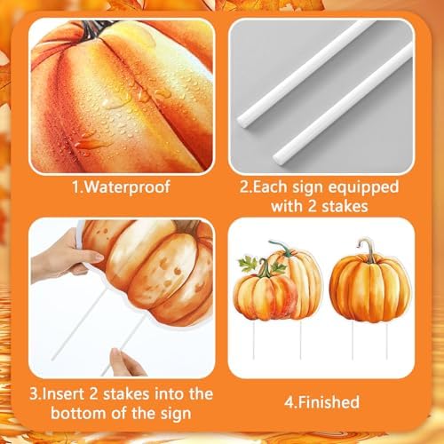 Bencailor 12 Pcs Fall Yard Sign with Stakes Autumn Outdoor Decorations