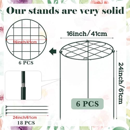 6 Pack 16 x 24 Inch Peony Cages and Supports for Outdoor Plants
