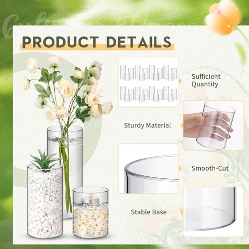 Nuogo 36 Pcs Plastic Cylinder Vases for Centerpieces 4''/6''/8'' Modern