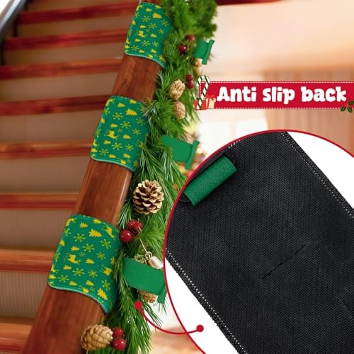 8PCS Adjustable Christmas Garland Ties for Banister with Non-Slip Padding