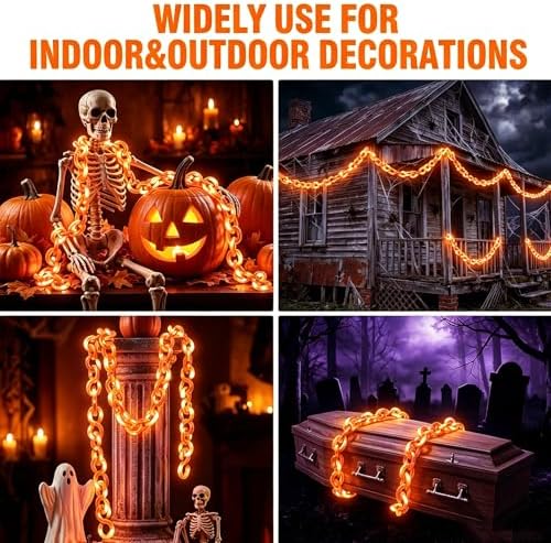 10 ft Halloween Chain Lights, Outdoor Orange Halloween Lights