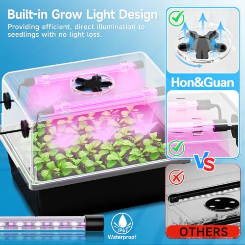 Hon&Guan 30 Cell Self Watering Seed Starter Tray with Growing Lights