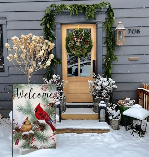 Welcome Christams Garden Flags for Outside 12x18 Inch Double Sided