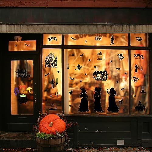 CESOF Hocus Pocus Decorations Halloween Window Clings, 9 Sheets 91 Pcs