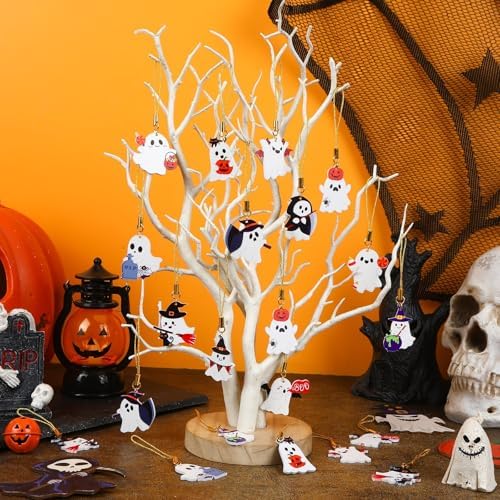 36Pcs Ghost Hanging Ornament Double Sided Halloween Tree Decoration