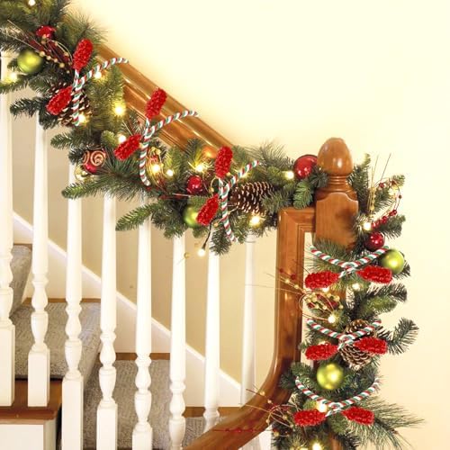 Celltestria 12pcs 20 Inches Christmas Garland Ties (Red Green White)