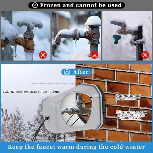 2 Pack 2026 Upgrade Extra Large Outdoor Faucet Cover for Winter Freeze Protection 8.5x7x5.5in Thick Plastic Foam Hose Bib Spigot Cover Winter Insulated with Reflective Strips (Gray)