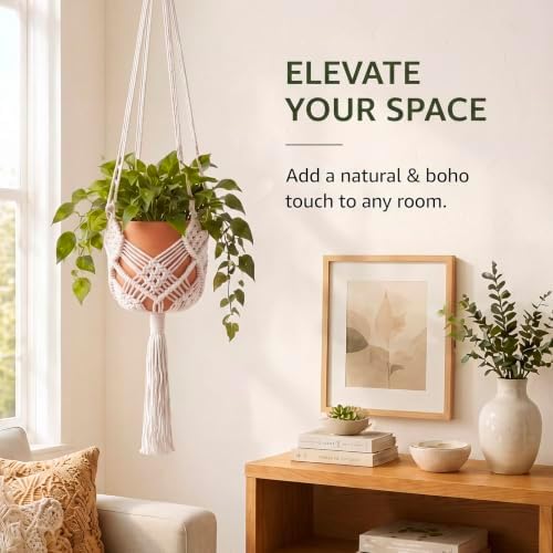 Shappy 2 Pack Boho Macrame Plant Hanger for Indoor