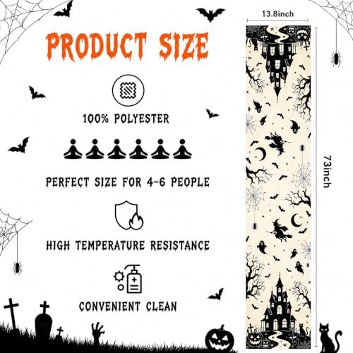 Halloween Decorations - Gothic Haunted House Witch Ghost Bat Table Runner